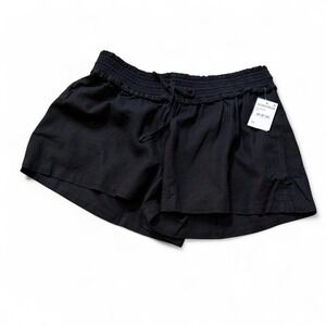 Abound Black Linen Blend Smocked Waist Shorts, Women's Size L